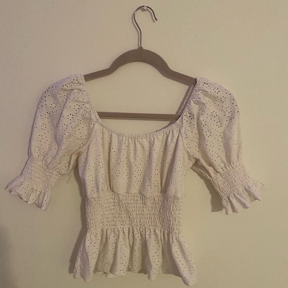 Cream Eyelet Women's Top